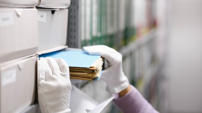 A database is available for researching and registering material.