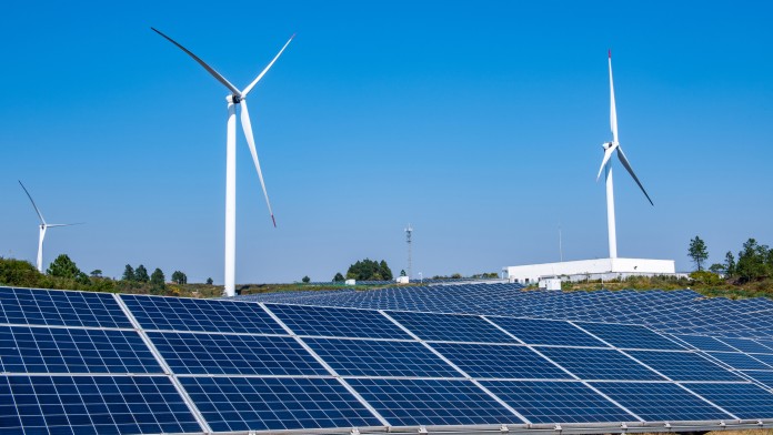 Solar panels and wind turbines 